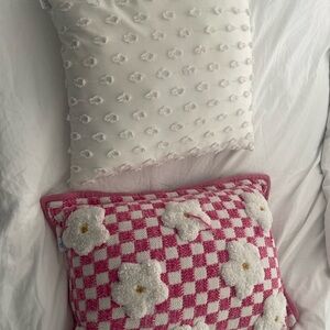 Decorative Throw Pillow Flowers White Spring Home Decor Accent Couch Living Room